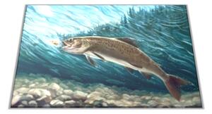 Skleněné prkénko ryba malovaný pstruh - 30x20cm
