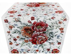Gobelínový běhoun na stůl Červené květiny Chenille IT112 40x130 cm Vícebarevná