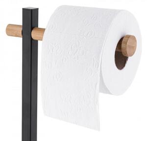 Erga Tobak, držák na toaletní papír a stojan na WC kartáč, černá matná-hnědá, ERG-YKA-P.TOBAK