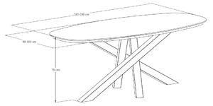 Jídelní stůl Pilich velikost stolu (D x Š): 200 x 90 (cm), Typ a sukovitost dřeva: Dub sukovitý/rustikální (0 Kč), Barva kovových nohou: Černá mat - RAL 9005 (0 Kč)