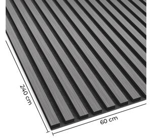 ViaDomo Podýhovaný akustický panel - dub černý - 60x240 cm