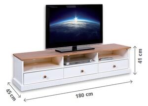 TV stolek z masivu Carson - bílá/hnědá