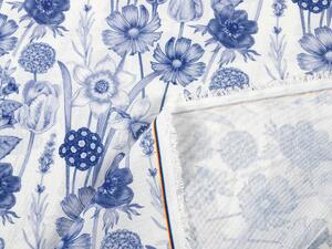Biante Dekorační závěs PML-090 Modré jarní květiny na bílém 145x140 cm