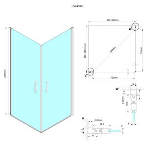 Gelco LORO čtvercový sprchový kout 900x900 mm, rohový vstup