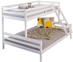 Patrová postel z masivu 90x200cm + 140x200cm Sully - bílá
