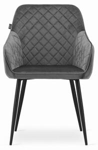 Jídelní židle NUGAT samet - šedá (černé nohy)