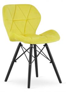 Jídelní židle LAGO samet žlutá (černé nohy)