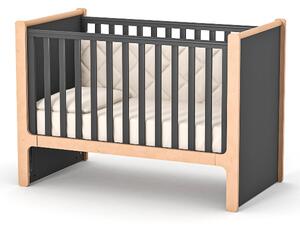 Dětská postýlka 120x60. Přístavná. Tmavě šedá / Přírodní buk. Markito Gekko Kids