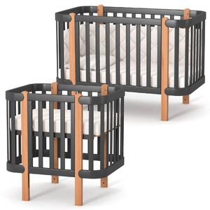 Gekko Kids Zukko rostoucí postýlka 80x60 tmavě šedá/přírodní buk