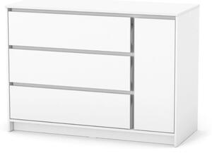 Komoda se 3 zásuvkami Lovitto Gekko. 120x51x87cm. Bílá
