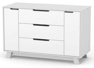 Komoda se 3 zásuvkami Lussi Gekko. 120x49x77cm. Bílá / Šedá