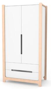 Dvoudveřová šatní skříň Markito Gekko. 95х53х180cm. Bílá / Přírodní Buk