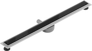 Mexen Flat lineární nerezový žlab 90 cm, 360° sifon, černé sklo - 1026090-40