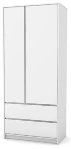 Dvoudveřová šatní skříň Lovitto Gekko. 90х50х207cm. Bílá
