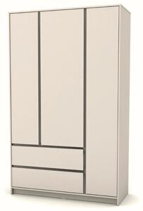 Třídveřová šatní skříň Lovitto Gekko. 127x50x207cm. Kašmírová