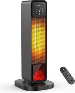 Elektrické topení - Keramický topný panel - K topení v místnosti - 3D efekt plamene - 2200 wattů - Černá barva