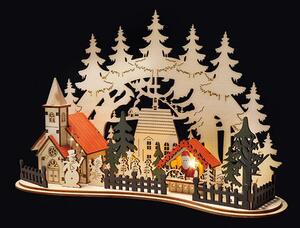 Solight LED vánoční městečko s kostelem, 30x19cm, 2x AAA