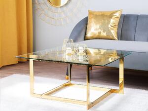 Konferenční stolek zlatý se skleněnou deskou CRYSTAL