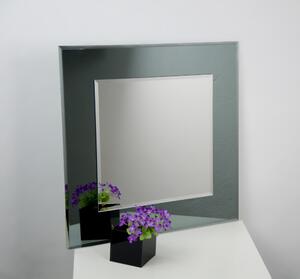 AMIRRO Fazetované zrcadlo na zeď do pokoje ložnice dekorativní TOMÁŠ 60 x 60 cm s šedým zrcadlovým podkladem 701-039
