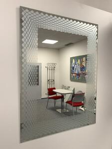 AMIRRO Zrcadlo na zeď do pokoje ložnice dekorativní SPACE 60 x 80 cm s potiskem motivu překřížených linií 410-753