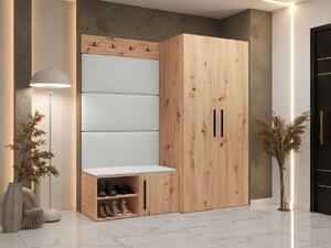 Předsíňová sestava Hekurt I, Barva: dub artisan, Barva látek:: ekokůže Soft 017 (bíla) 5903211432040