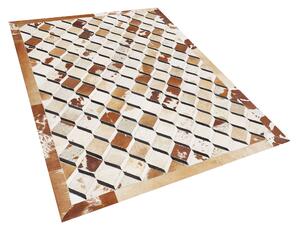 Kožený patchworkový koberec 140 x 200 cm hnědý SERINOVA