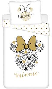 Bavlněné ložní povlečení Minnie Mouse se zlatým potiskem - 100% bavlna - 70 x 90 cm + 140 x 200 cm
