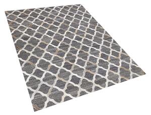Kožený koberec v šedé a béžové barvě 140 x 200 cm ROLUNAY