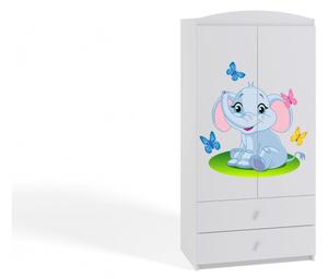Kocot kids Dětská skříň Babydreams 90 cm slon s motýlky bílá