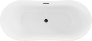 MEXEN - Montana volně stojící vana 150 x 72 cm, bílá/černá, přepad černá - 52011507575-B