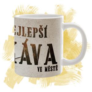 Hrnek s textem "Nejlepší káva ve městě"