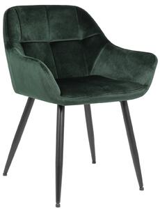 Jídelní židle Emia ~ samet, kovové nohy černé - Zelená