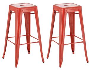 Kovová barová židle Josh (SET 2 ks) - Červená