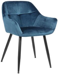 Jídelní židle Emia ~ samet, kovové nohy černé - Modrá