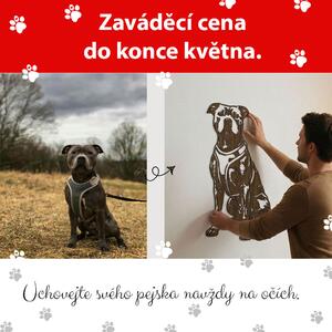 Dřevěná dekorace pejska z vaší fotografie Zvolte barvu dekoru: Ořech | Delší strana: 40