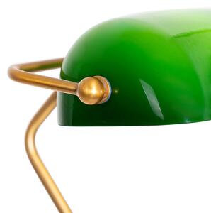 Klasická notářská stojací lampa bronzová se zeleným sklem - Banker