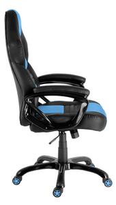 Herní židle A-RACER Q12 –⁠ PU kůže, černá/světle modrá