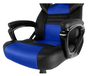 Herní židle A-RACER Q12 –⁠ PU kůže, černá/modrá