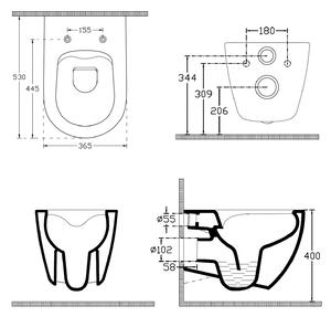 Isvea, INFINITY závěsná WC mísa, Rimless, 36,5x53cm, antracit, 10NF02001-2C