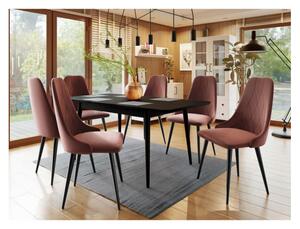 Čalouněná jídelní židle NOSSEN 7 - černá / růžová