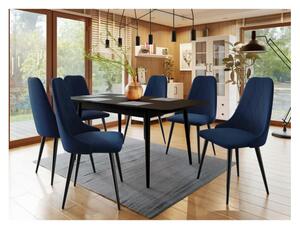 Čalouněná jídelní židle NOSSEN 7 - černá / modrá