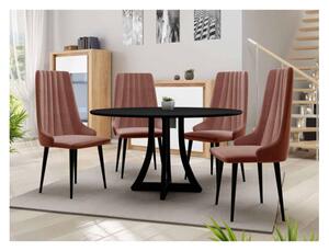 Čalouněná kuchyňská židle NOSSEN 8 - černá / růžová