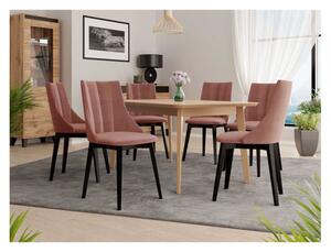 Čalouněná jídelní židle NOSSEN 9 - černá / růžová