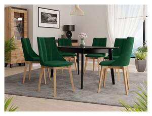 Čalouněná jídelní židle NOSSEN 9 - přírodní dřevo / zelená