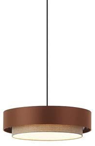 Moderní závěsné svítidlo tmavě bronzové s taupe 50 cm 3-světelné – Drum Duo