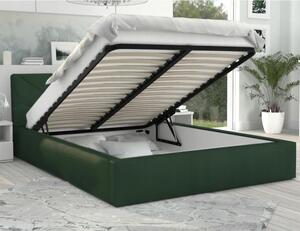Luxusní postel GEORGIA 90x200 s kovovým zdvižným roštem ZELENÁ