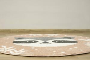 Makro Abra Kulatý dětský koberec Lima C884A Medvídek růžový krémový Rozměr: průměr 120 cm