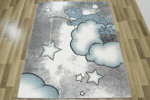 Makro Abra Dětský kusový koberec Lima 1295A Medvídek Mráčky Nebe krémový modrý Rozměr: 120x170 cm