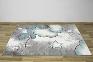 Makro Abra Dětský kusový koberec Lima 1295A Medvídek Mráčky Nebe krémový modrý Rozměr: 80x150 cm