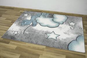 Makro Abra Dětský kusový koberec Lima 1295A Medvídek Mráčky Nebe krémový modrý Rozměr: 160x230 cm